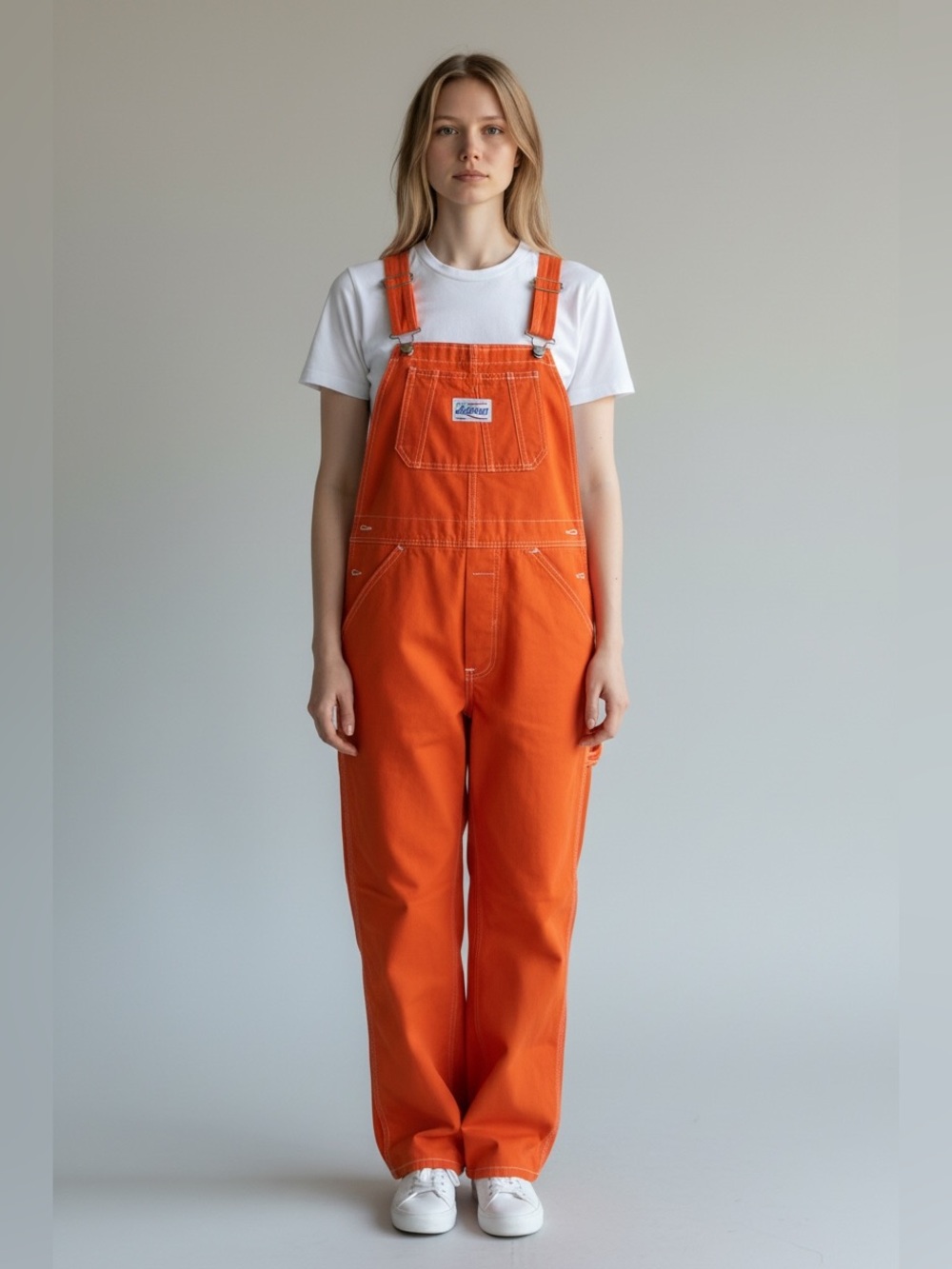 Vintage Liberty Orange Bib Overalls 29x34 Unisex Workwear USA Flag Patch